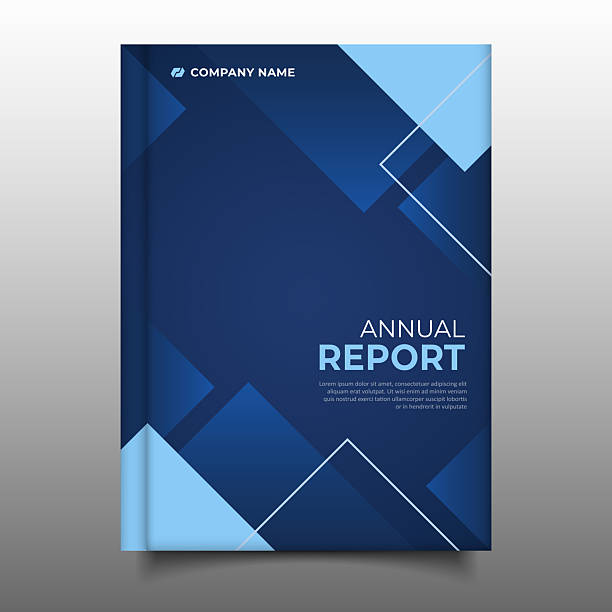 illustrations, cliparts, dessins animés et icônes de modèle de couverture de rapport annuel bleu moderne dépliant d’entreprise en forme de triangle - couverts