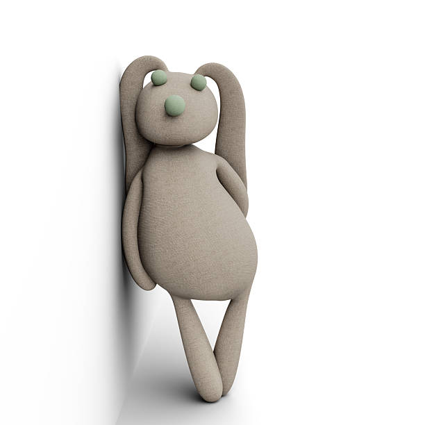 istock Plush Bunny Rabbit Cute, Charming and Funny Toy. 3D Illustration. File with Clipping Path. 2213988191