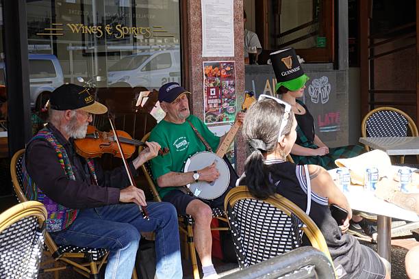 Napier, North Island, New Zealand, March 17, 2025.\nThe two men were commemorating the Irish National Holiday in their own quiet way