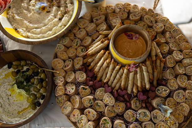 istock Beautifully decorated catering banquet table set 2213992901