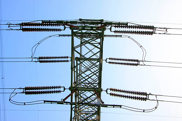 Electric power equipment and an insulator, closeup of photo