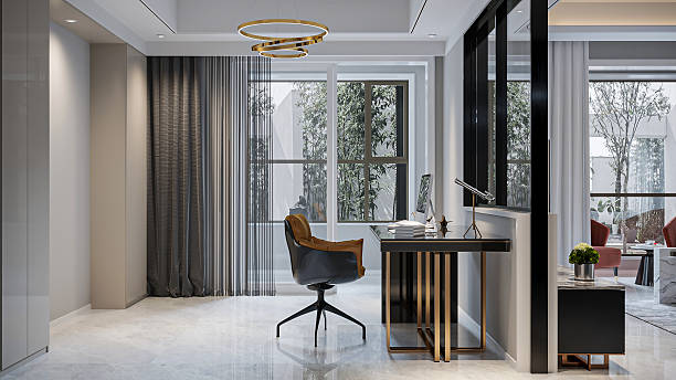 istock Modern Home Office with Sleek Desk and Natural Light 2214003921