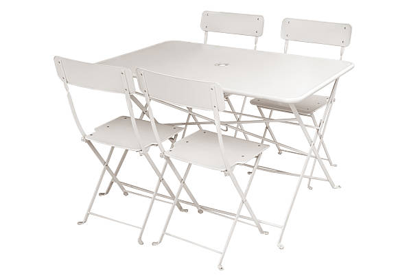 istock Set of folding table and chairs isolated on white background 2214005780