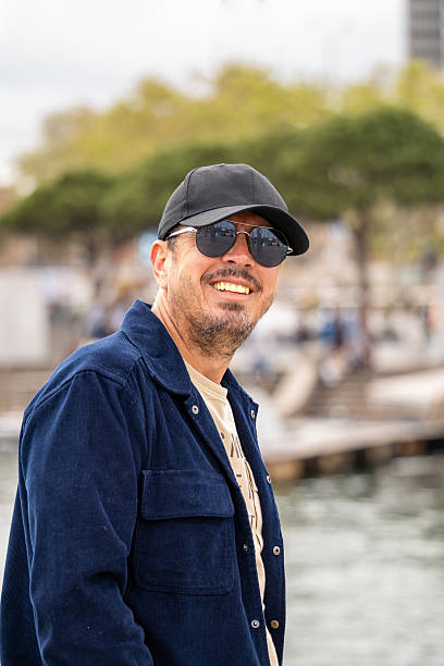 Happy traveler enjoying the cityscape of Barcelona, Spain