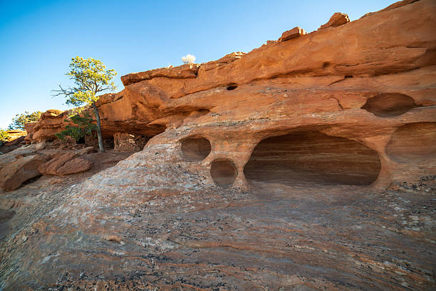 The Cabins is a famous landmark in the Valley of Fire in Nevada, USA. Seen in the evening at summer.