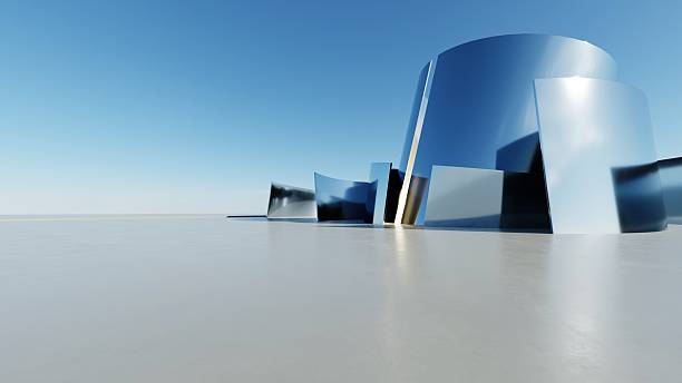 istock 3d illustration of abstract minimal architecture background, geometric architectural with curve design, Car presentation 2214007208