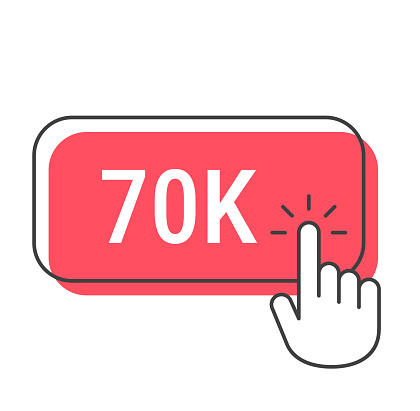 K Click 70k Click Button With Hand Cursor On White Background Stock ...