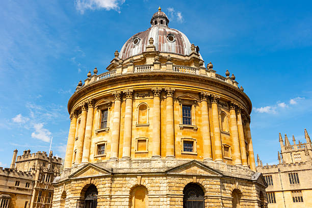 Oxford, UK - 2 April 2025: circular classical building against a blue sky