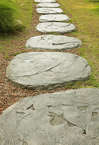 istock Artistic stone path in the Japanese style garden 2214018420