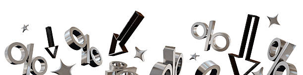 A 3D rendered footer features multiple discount signs and arrows in a dynamic arrangement, emphasizing a sale theme, isolated on white background. This design captures attention effectively.