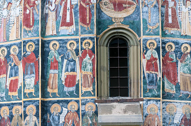 istock Sucevita Monastery Wall Detail 2214024461