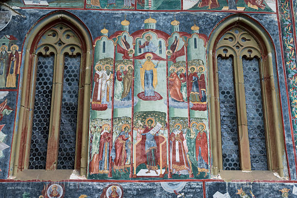 istock Sucevita Monastery Wall Detail 2214025010