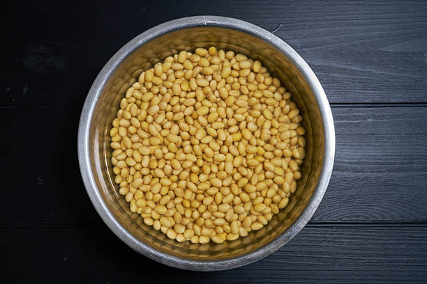 Soybeans soaked in water