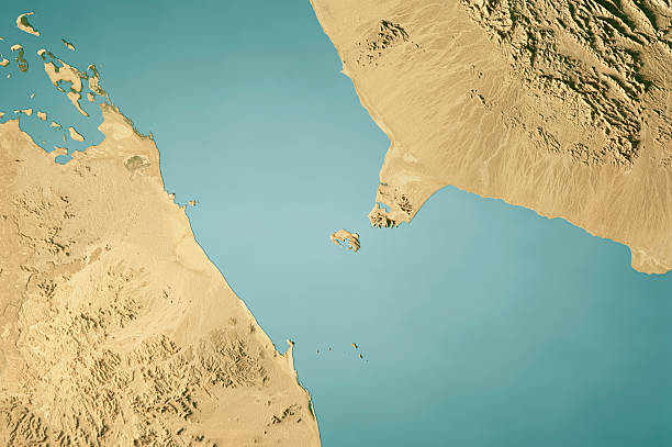 istock Bab Al-Mandab Strait Satellite Topographic Map 3D Render True Color 2214032940