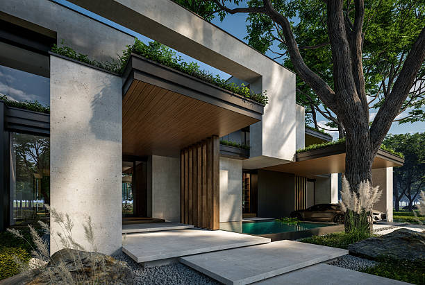 istock 3d rendering of two-story house with concrete facade 2214038867