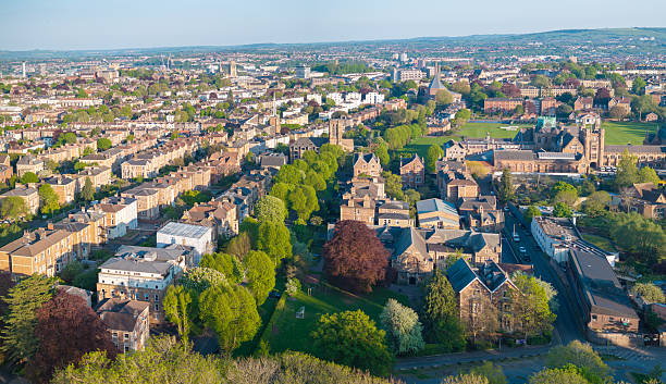 istock Aerial image of Bristol cityscape at sunset 2214039996