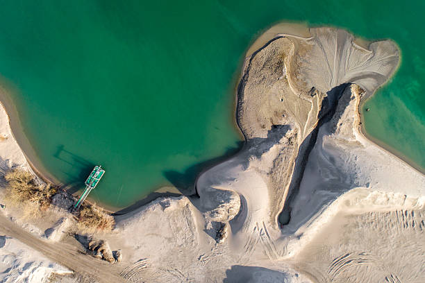 istock Quarry lake - aerial view 2214044496