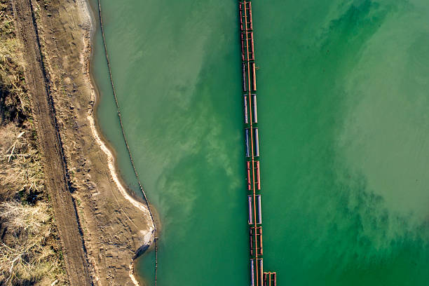 istock Quarry lake - aerial view 2214044537