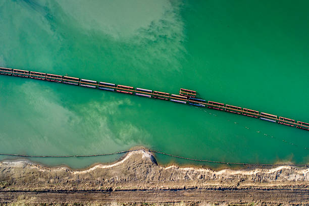 istock Quarry lake - aerial view 2214044547