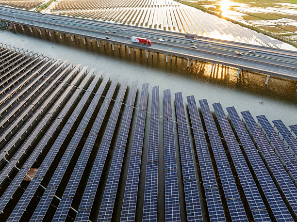 istock Highway and solar photovoltaic panels 2214044603