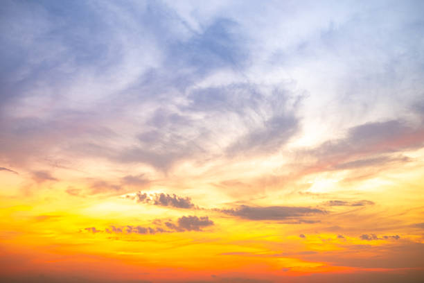 istock Beautiful , luxury soft gradient orange gold clouds and sunlight on the blue sky perfect for the background, take in evening,Twilight, Large size, high definition landscape photo 2214047933