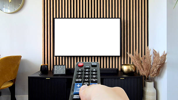 istock Blank TV screen in modern living room 2214050591