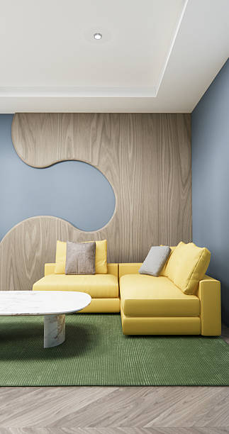 istock Gray blue wall Living Room Interior Design have sofa modern and decoration. 3D rendering 2214055817