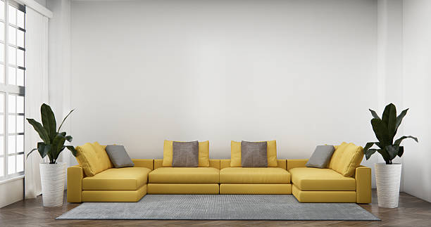istock Living room has sofa with mockup and decorated decortion in the white wall background.3d rendering 2214055845