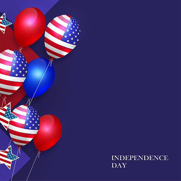 istock Festive design with American attributes, balloons and stars 2214056414