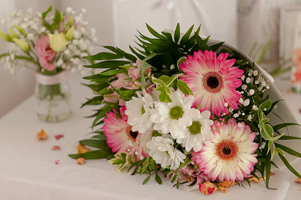 Bouquet of spring flowers isolated on white background.