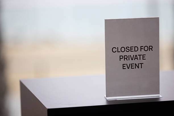 istock Minimalist acrylic tabletop sign in an elegant corporate setting. 2214071654