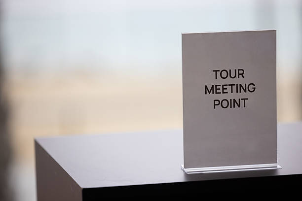 istock Minimalist acrylic tabletop sign in an elegant corporate setting. 2214071728