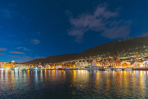 istock Bryggen Wharf Bergen Norway illuminated at night 2214080673