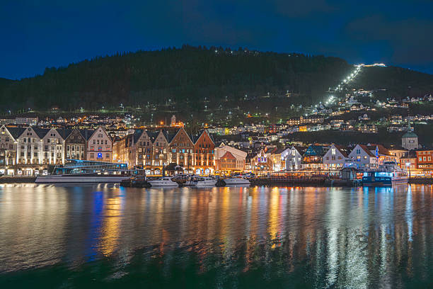 istock Bryggen Wharf Bergen Norway illuminated at night 2214080677