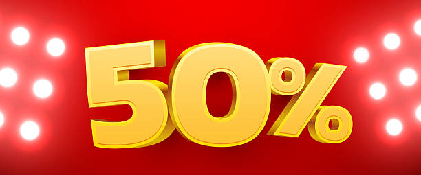 istock 50 percent Off. 3d number 50. Sale banner. 2214080739