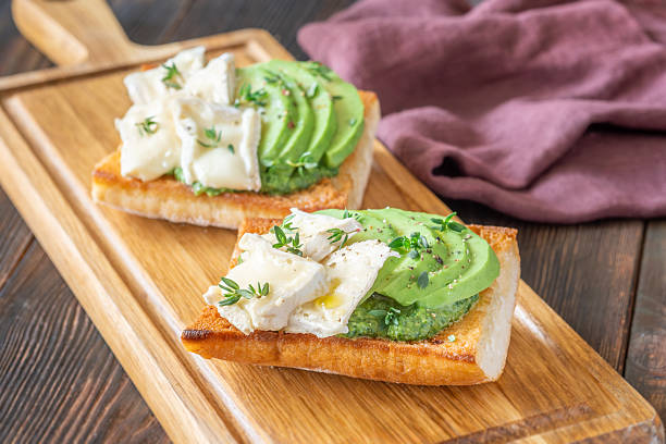 istock Ciabatta Sandwiches With Brie, Avocado, Creamy Spinach And Fresh Thyme Garnish 2214083361