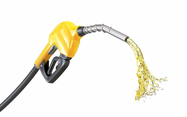 istock Yellow Gas Pump While Filling Gasoline, Object Clipping Path 2214084557