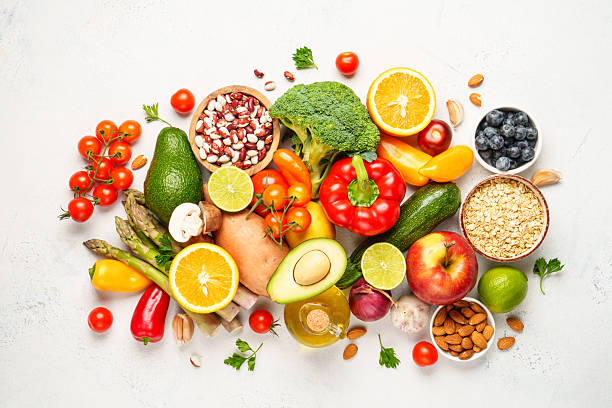 istock Healthy food assortment on white background. 2214085468