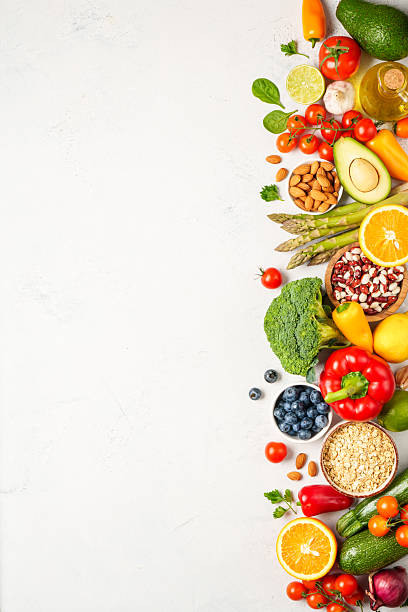 istock Healthy food assortment on white background. 2214085472