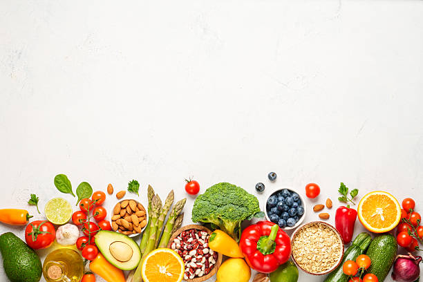 istock Healthy food assortment on white background. 2214085480