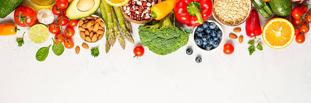 istock Healthy food assortment on black background. 2214085487