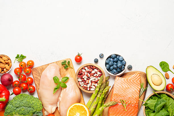 istock Healthy food assortment on white background. 2214085511