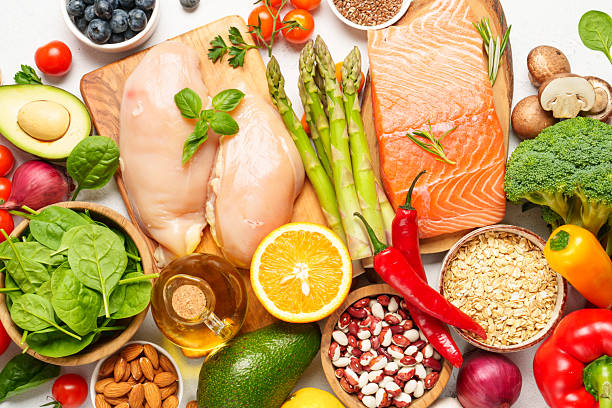 istock Healthy food assortment on white background. 2214085528