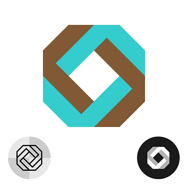 interior design logo. construction 3d style symbol - kare i̇ki boyutlu şekil stock illustrations