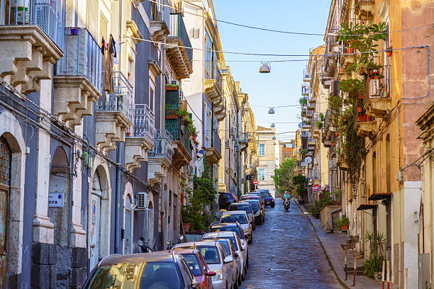 istock Authentic Old Town Street in Catania, Sicily 2214102983