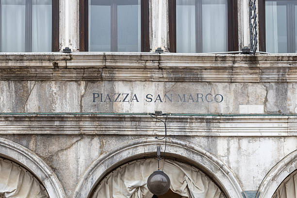 Facade with Piazza San Marco Sign in Venice