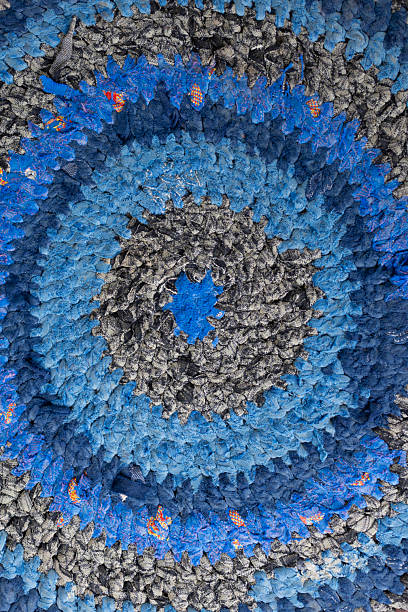 Handmade Recycled Fabric Rug Close-Up: Eco-Friendly Boho Home Decor Texture.