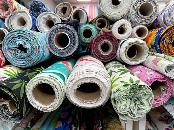 Close up of a fabric stall on Walthamstow market, in east London