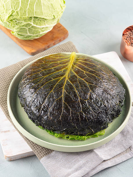istock Chou farci, stuffed savoy cabbage pie with lentil quinoa ragu 2214137726