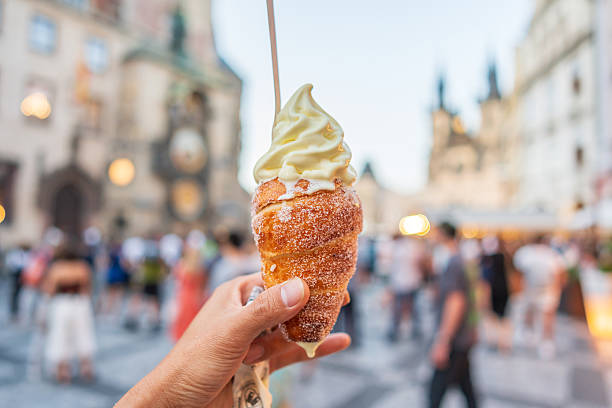 istock Chimney cake with ice cream in Prague 2214137936